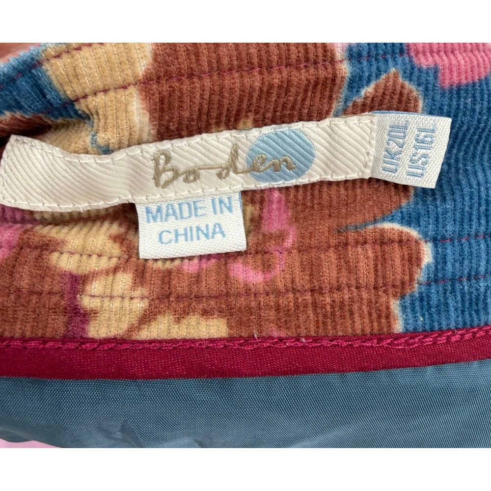 Boden Floral Corduroy Mini Skirt Blue Pink Cotton WG450 Womens Size 16L UK 20L - Picture 3 of 7